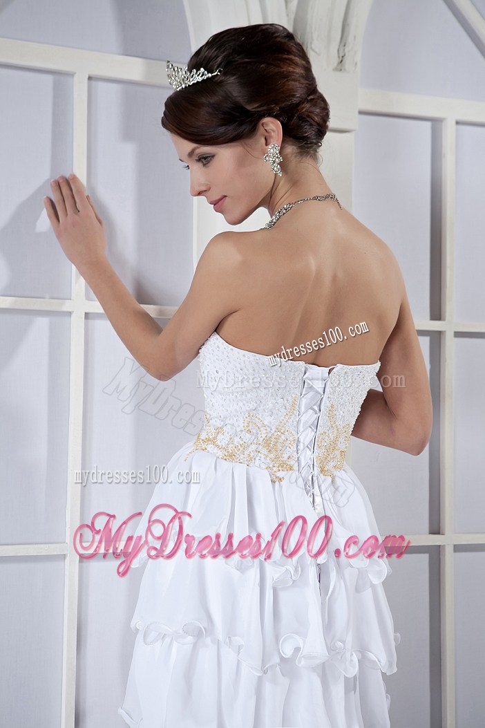 Beaded Sweetheart Prom Dress of High-low with Layers