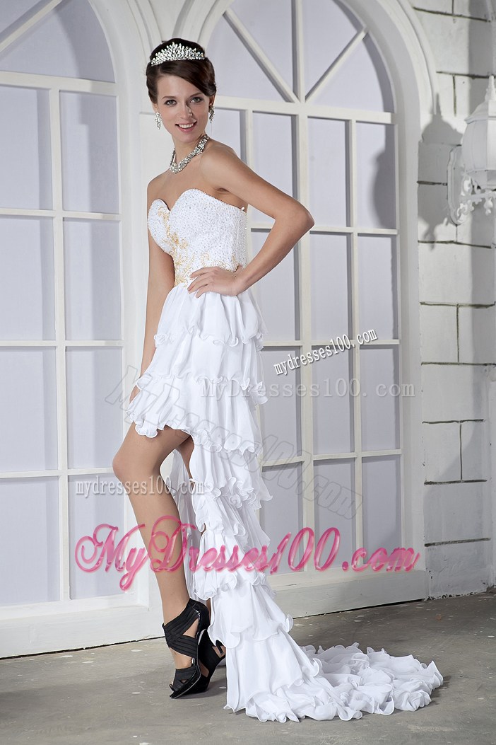 Beaded Sweetheart Prom Dress of High-low with Layers