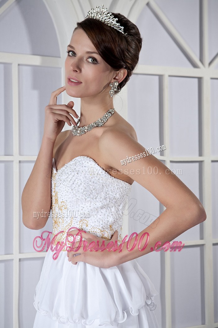 Beaded Sweetheart Prom Dress of High-low with Layers