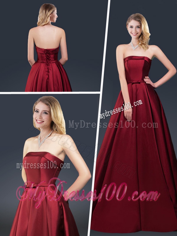 Winter Gorgeous A Line Strapless Evening Dresses with Brush Train