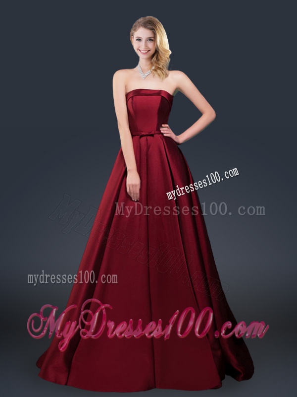 Winter Gorgeous A Line Strapless Evening Dresses with Brush Train