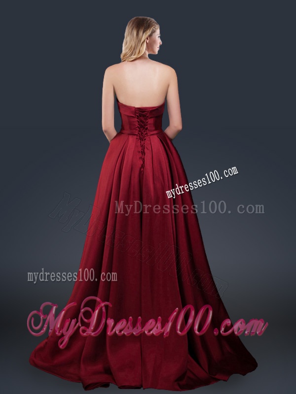 Winter Gorgeous A Line Strapless Evening Dresses with Brush Train