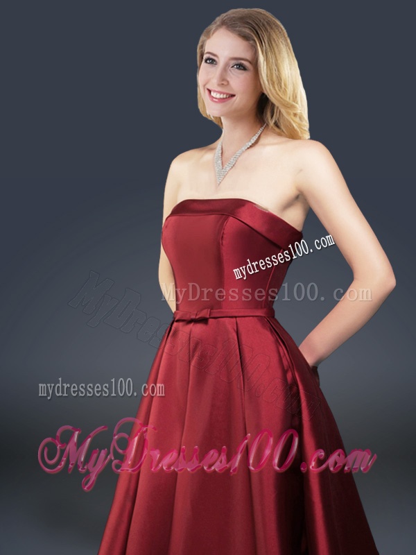 Winter Gorgeous A Line Strapless Evening Dresses with Brush Train
