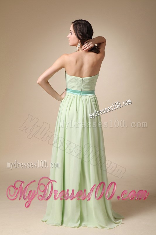 Yellow Green Chiffon Prom Celebrity Dress Empire Style with Belt