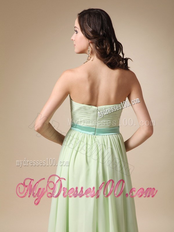 Yellow Green Chiffon Prom Celebrity Dress Empire Style with Belt