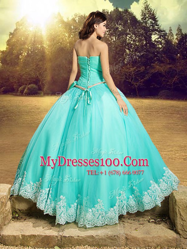 Apple Green Sleeveless Tulle Lace Up 15 Quinceanera Dress for Military Ball and Sweet 16 and Quinceanera