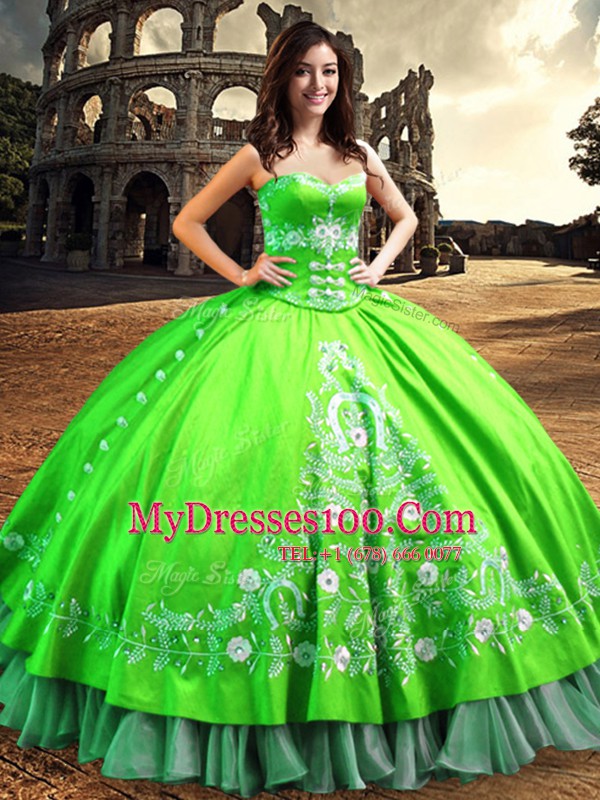 Lace Up Off The Shoulder Lace and Embroidery Quinceanera Dress Satin Sleeveless
