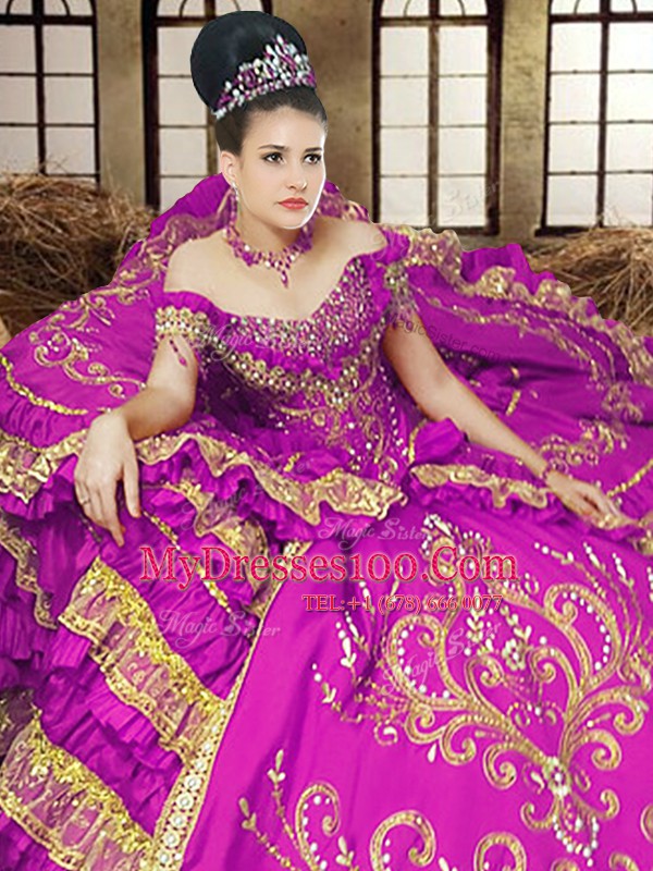 Off the Shoulder Purple Sleeveless Satin Lace Up Quinceanera Dress for Military Ball and Sweet 16 and Quinceanera