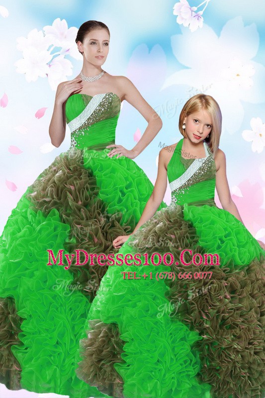 Dynamic Multi-color Sweetheart Neckline Sequins and Pick Ups Sweet 16 Dress Sleeveless Lace Up