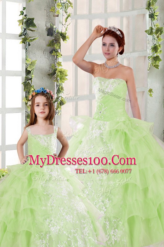 Sleeveless Beading and Ruffled Layers and Ruching Lace Up Quinceanera Gown