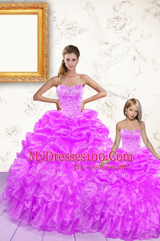 On Sale Pick Ups Ball Gowns Quinceanera Gowns Lilac Sweetheart Organza Sleeveless Floor Length Lace Up