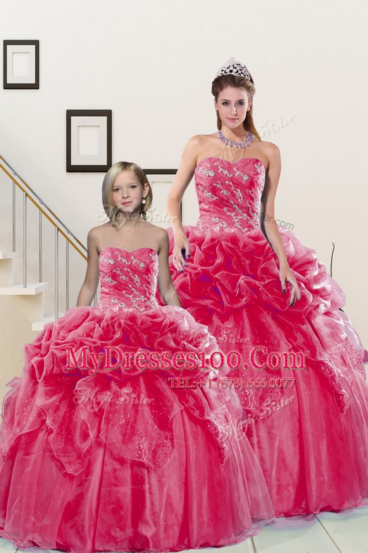 Unique Sleeveless Beading and Pick Ups Lace Up Vestidos de Quinceanera