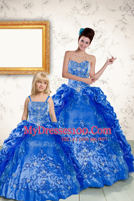 Customized Sleeveless Lace Up Floor Length Beading and Embroidery and Pick Ups Vestidos de Quinceanera