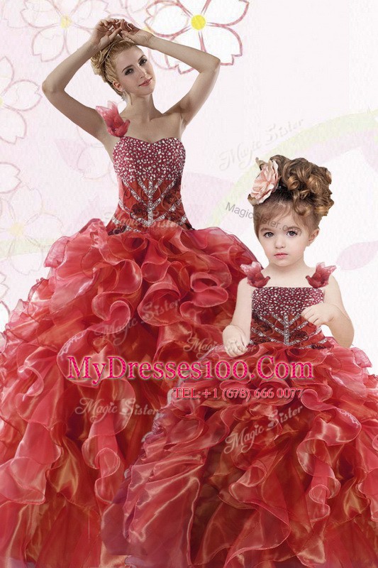 One Shoulder Sleeveless Beading and Ruffles Lace Up 15th Birthday Dress