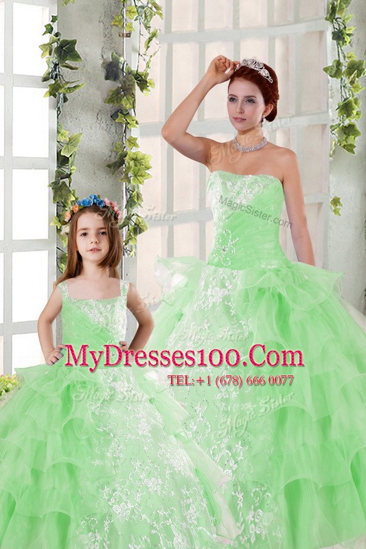 Admirable Strapless Lace Up Beading and Ruffled Layers and Ruching Ball Gown Prom Dress Sleeveless