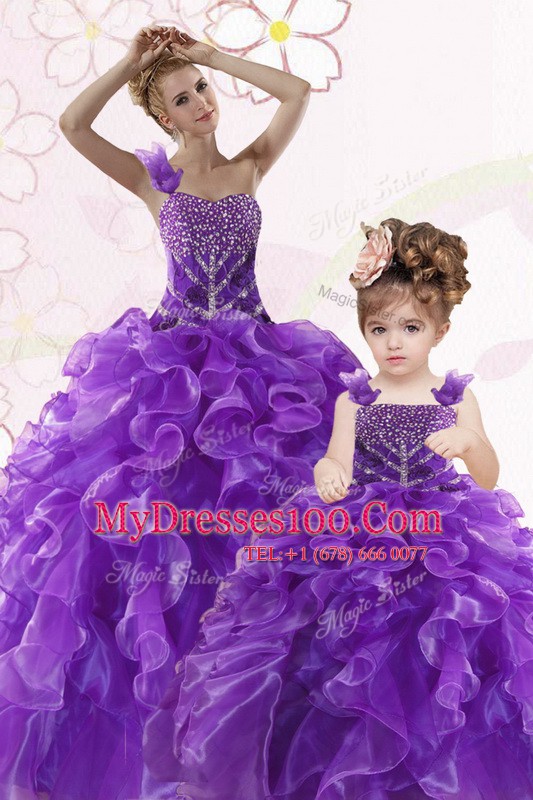Sleeveless Beading and Ruffles Lace Up Quinceanera Gowns