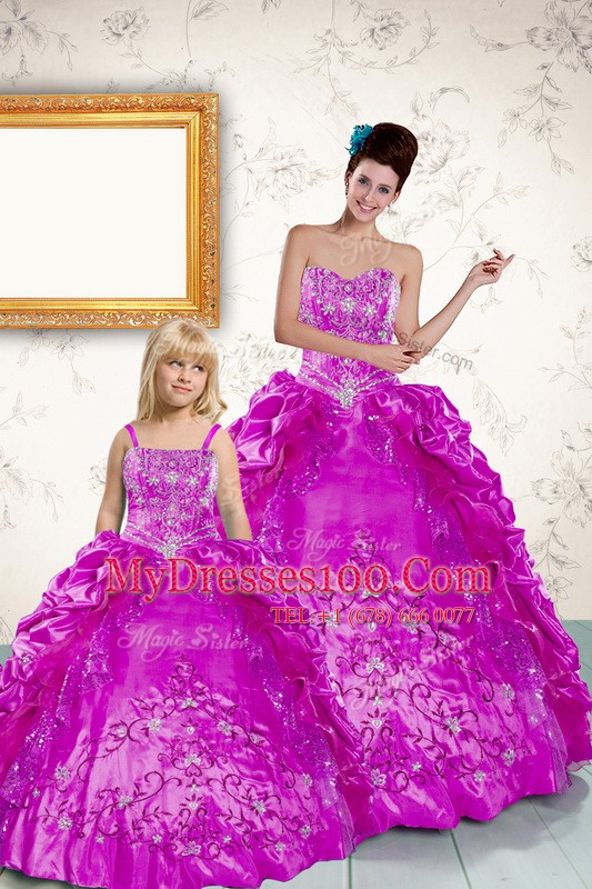 On Sale Purple Sleeveless Floor Length Beading and Embroidery and Pick Ups Lace Up Quinceanera Gowns