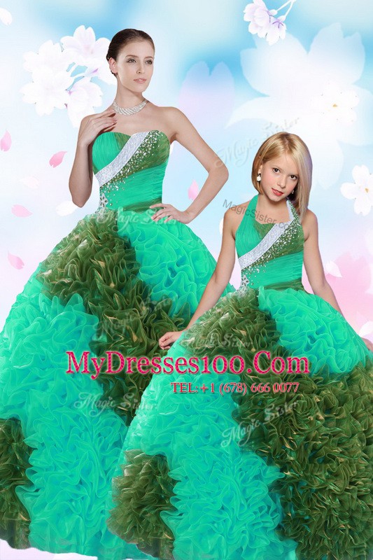 Sequins Pick Ups Sweetheart Sleeveless Lace Up 15 Quinceanera Dress Multi-color Taffeta