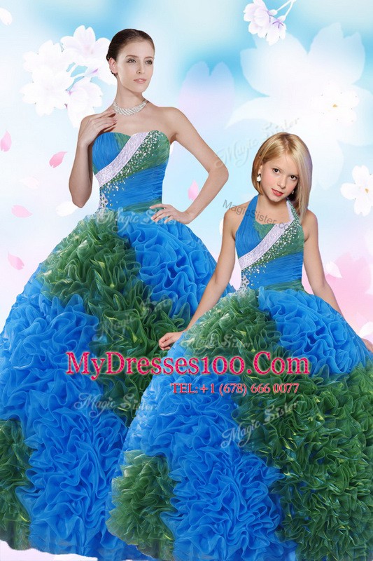 Fashion Multi-color Taffeta Lace Up Sweetheart Sleeveless Floor Length 15 Quinceanera Dress Sequins and Pick Ups