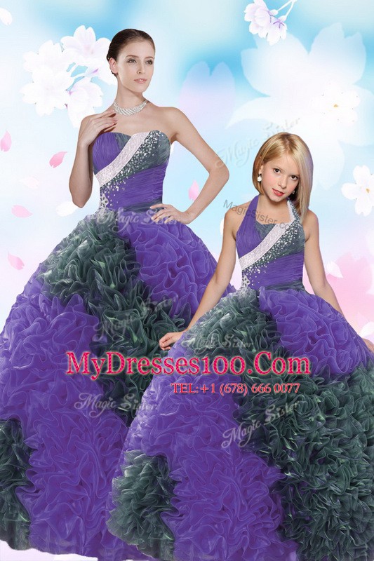 Customized Multi-color Sweet 16 Dress Military Ball and Sweet 16 and Quinceanera and For with Sequins and Pick Ups Sweetheart Sleeveless Lace Up