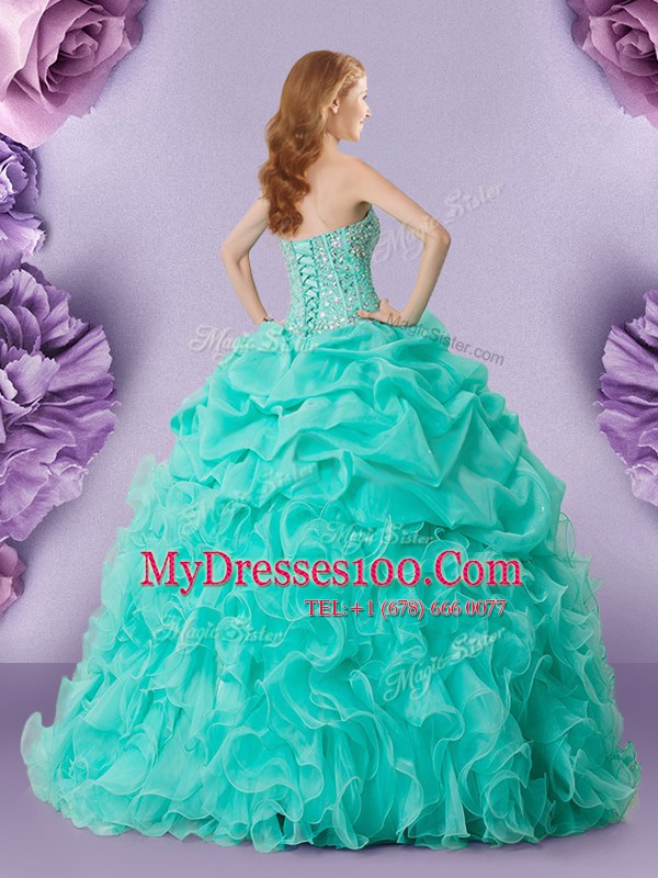 Sleeveless Lace Up Floor Length Beading and Ruffles and Pick Ups Sweet 16 Dresses