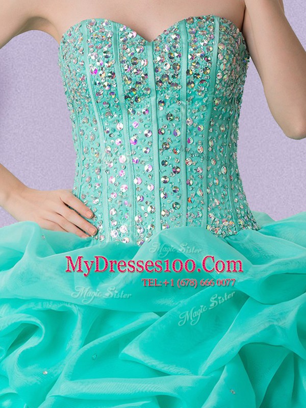 Sleeveless Lace Up Floor Length Beading and Ruffles and Pick Ups Sweet 16 Dresses