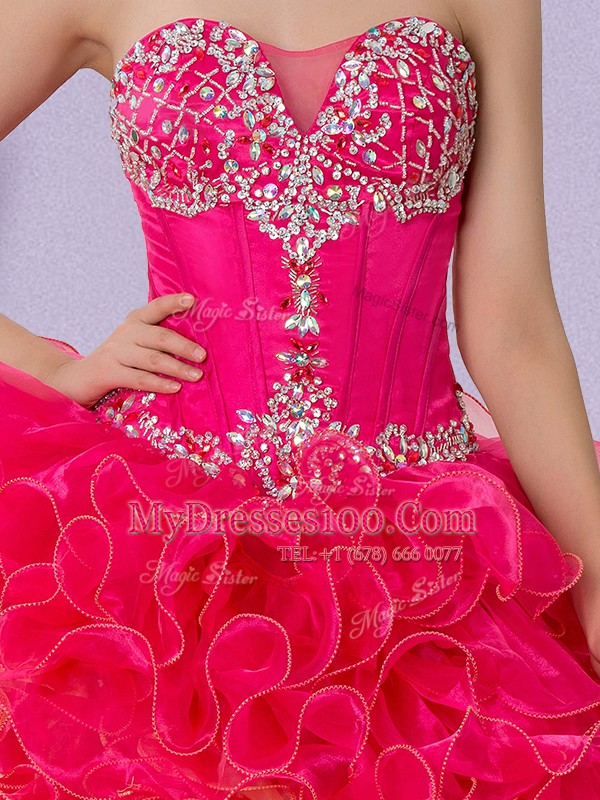 Organza Sleeveless Floor Length Vestidos de Quinceanera and Beading and Ruffles