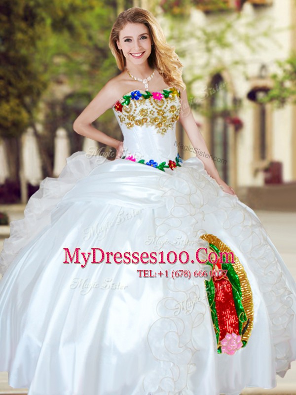 Vintage Sleeveless Lace Up Floor Length Beading and Appliques and Ruffles 15 Quinceanera Dress