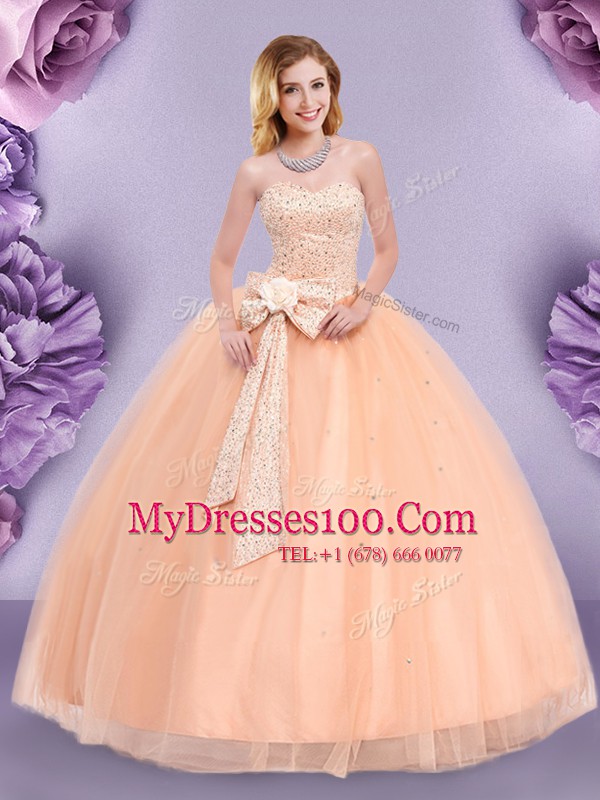 High Class Sleeveless Beading and Bowknot Zipper Sweet 16 Quinceanera Dress