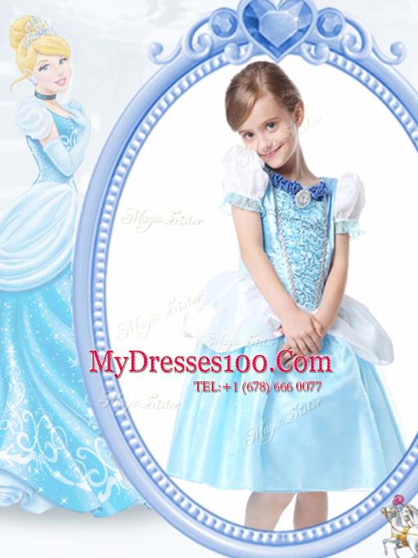 On Sale Scoop Clasp Handle Organza Short Sleeves Knee Length Flower Girl Dresses for Less and Beading