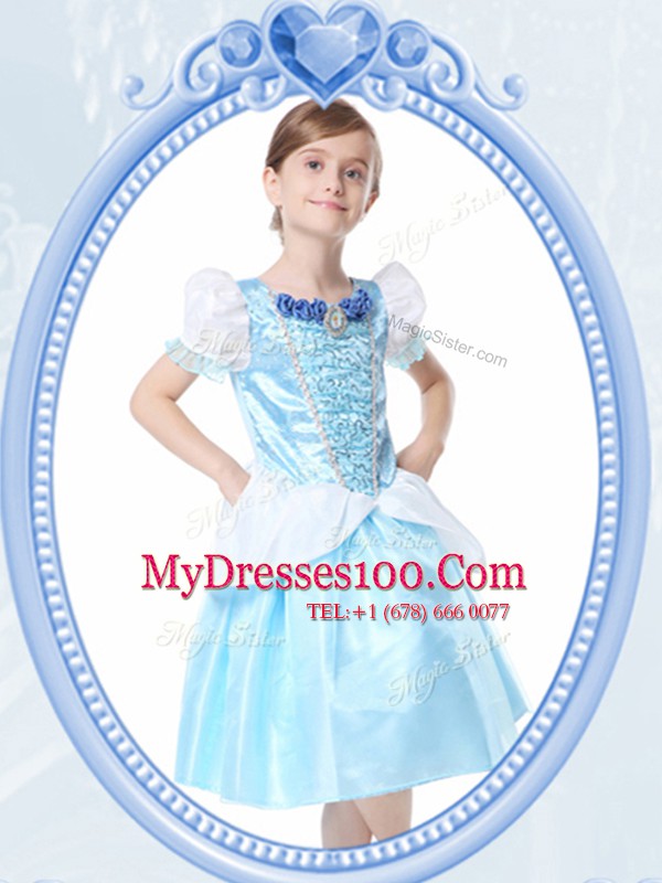 On Sale Scoop Clasp Handle Organza Short Sleeves Knee Length Flower Girl Dresses for Less and Beading