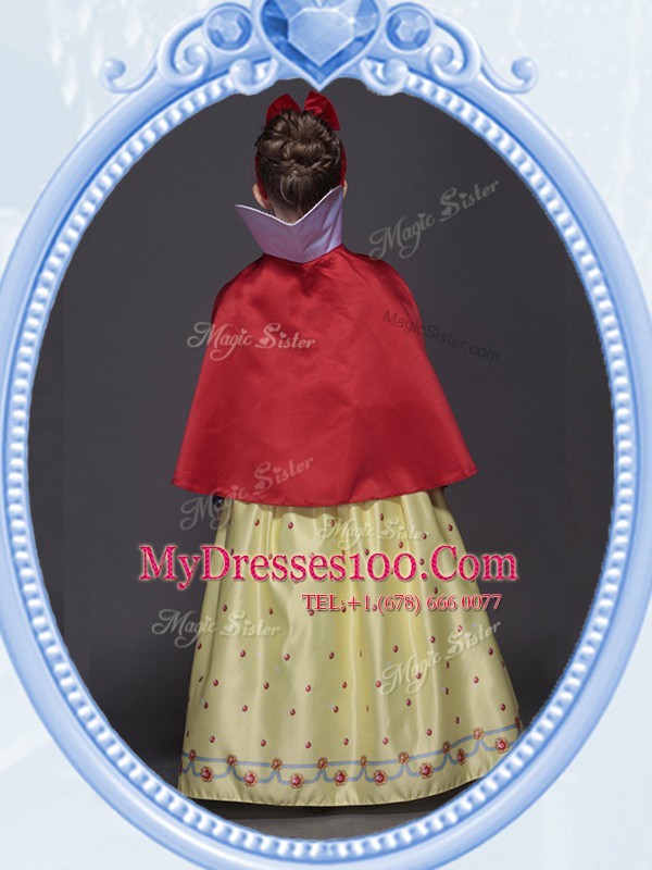 Scoop Short Sleeves Printed Flower Girl Dresses Bowknot and Belt Side Zipper