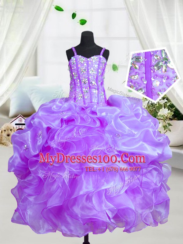Attractive Sleeveless Beading and Ruffles Lace Up Flower Girl Dresses