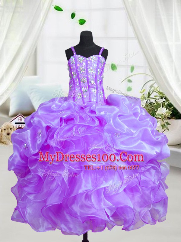 Attractive Sleeveless Beading and Ruffles Lace Up Flower Girl Dresses
