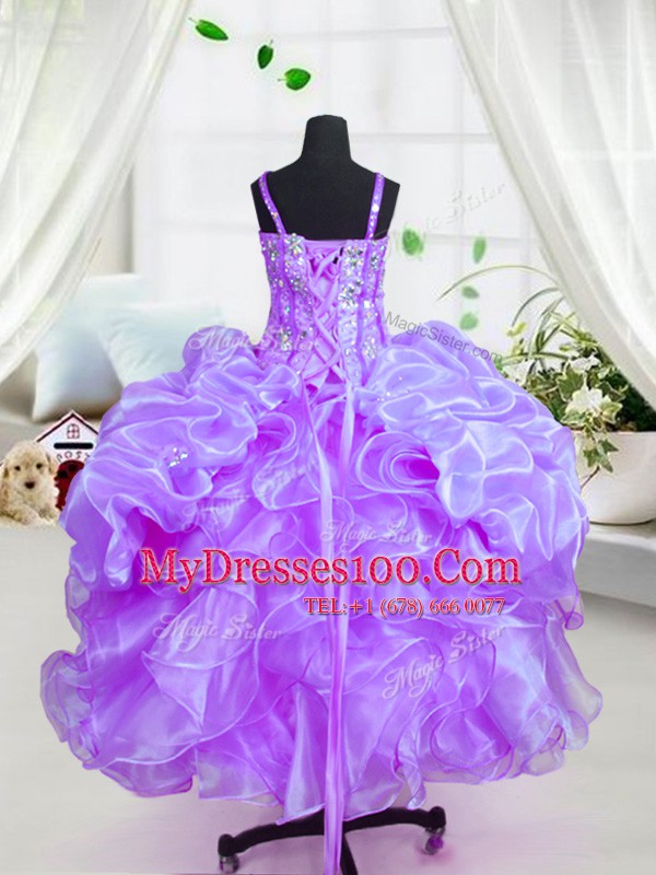 Attractive Sleeveless Beading and Ruffles Lace Up Flower Girl Dresses