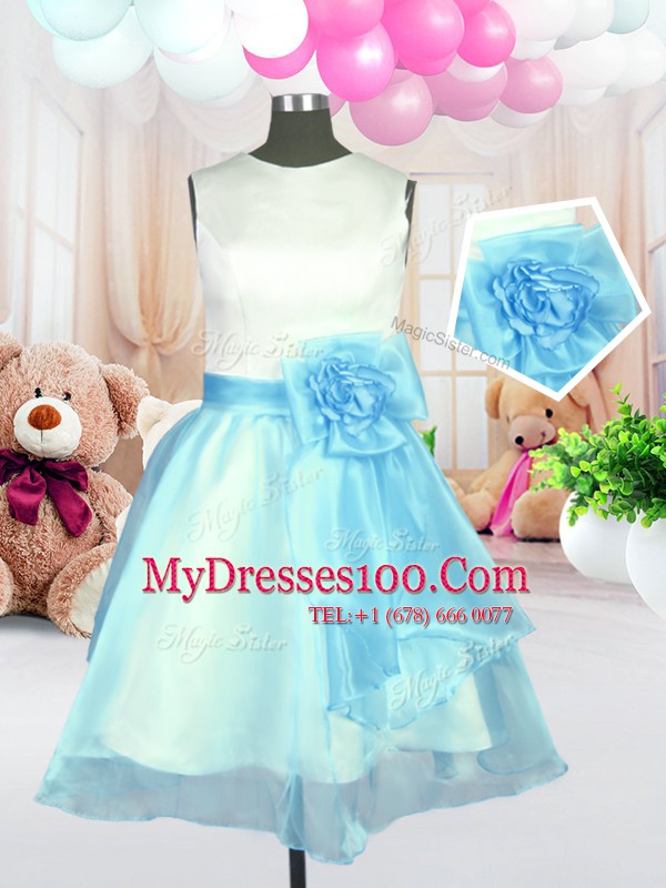 Attractive Scoop Sleeveless Hand Made Flower Zipper Flower Girl Dress