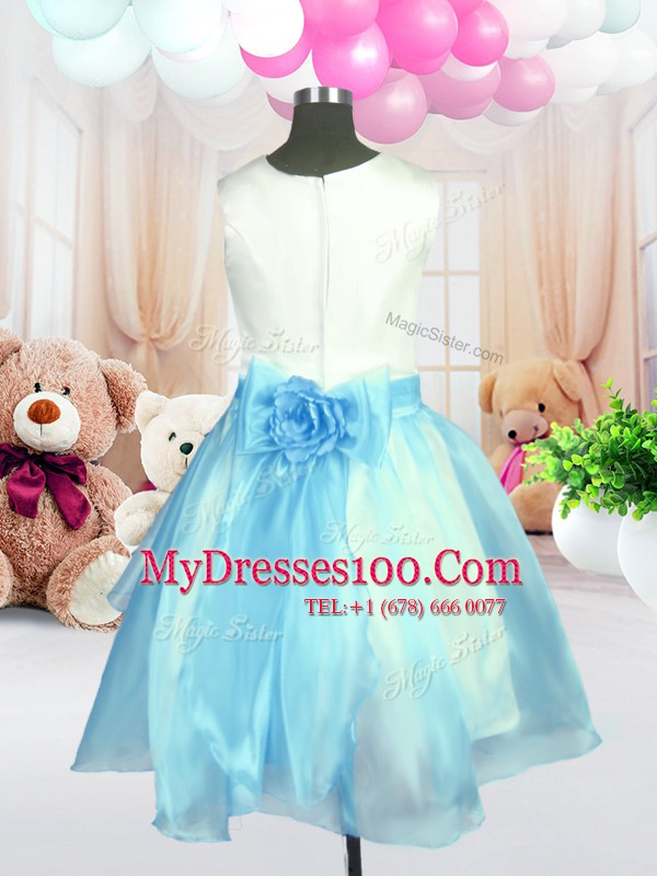 Attractive Scoop Sleeveless Hand Made Flower Zipper Flower Girl Dress