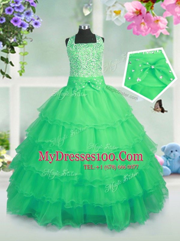 Ruffled Sleeveless Organza Zipper Little Girls Pageant Dress Wholesale for Party and Wedding Party