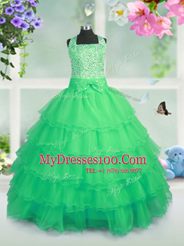 Ruffled Sleeveless Organza Zipper Little Girls Pageant Dress Wholesale for Party and Wedding Party