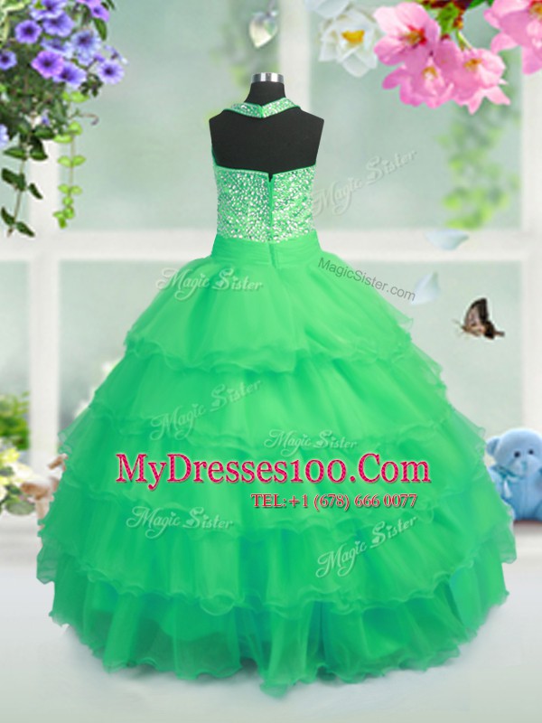 Ruffled Sleeveless Organza Zipper Little Girls Pageant Dress Wholesale for Party and Wedding Party