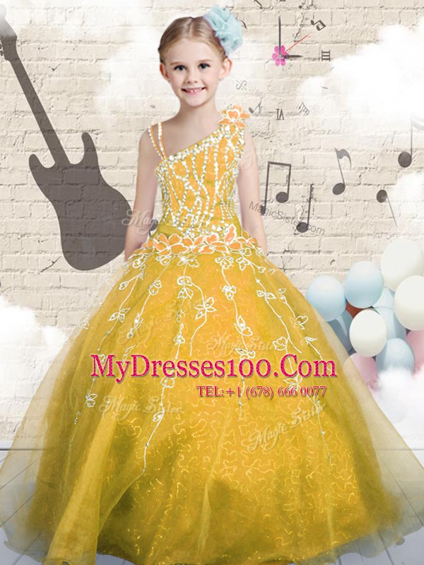 Flirting Sleeveless Appliques Lace Up Flower Girl Dresses