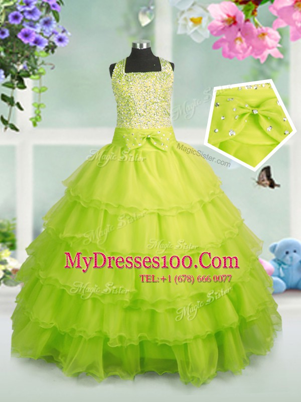 Enchanting Sleeveless Beading and Ruffled Layers Zipper Flower Girl Dresses for Less