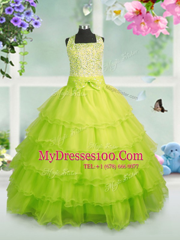 Enchanting Sleeveless Beading and Ruffled Layers Zipper Flower Girl Dresses for Less