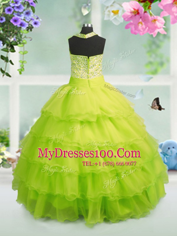 Enchanting Sleeveless Beading and Ruffled Layers Zipper Flower Girl Dresses for Less