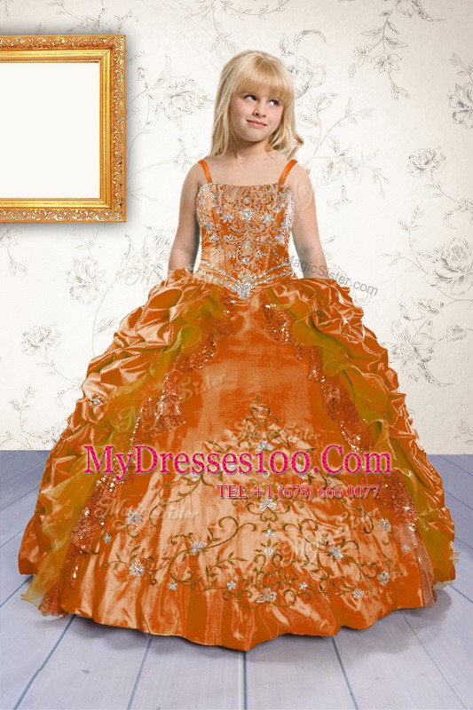 Sleeveless Lace Up Floor Length Beading and Appliques and Pick Ups Flower Girl Dresses