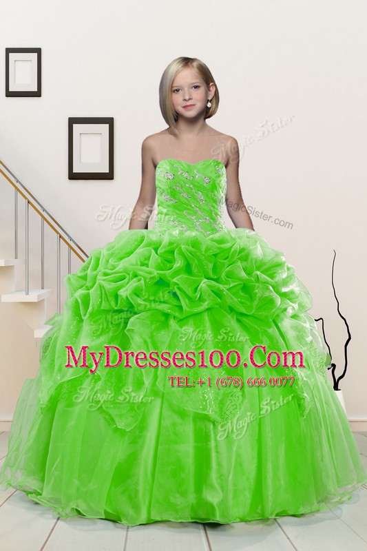 New Arrival Lace Up Sweetheart Beading and Pick Ups Flower Girl Dresses Organza Sleeveless