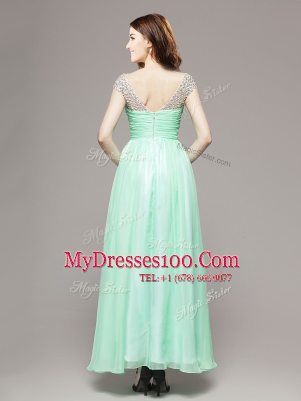 Apple Green Sleeveless Chiffon Zipper Prom Dresses for Prom