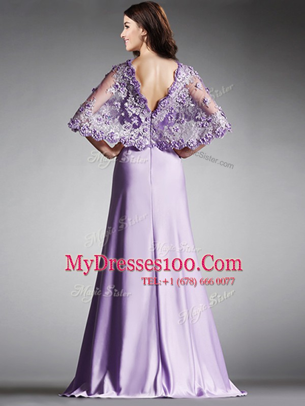 Glorious Scoop Half Sleeves Lace Zipper Prom Dresses