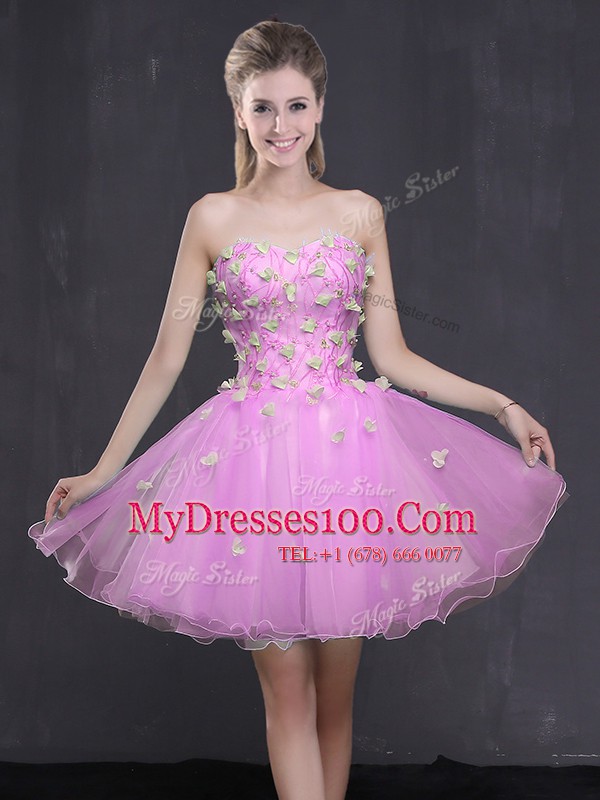 Excellent Lilac Sweetheart Neckline Appliques Club Wear Sleeveless Lace Up