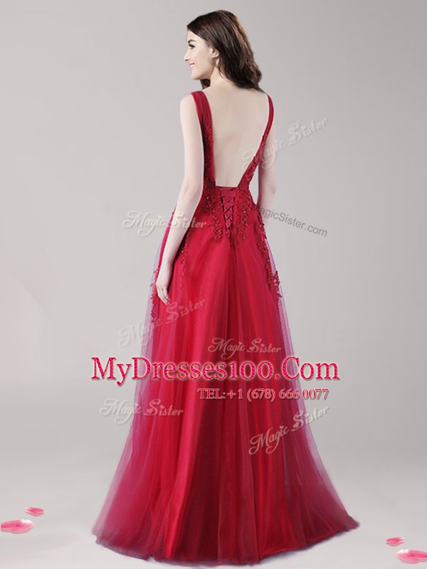 Dramatic Straps Sleeveless Tulle Beading and Appliques and Belt Backless